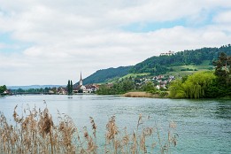Bodensee-15 Blick auf Stein am Rhein und Burg Hohenklingen (Schweiz)