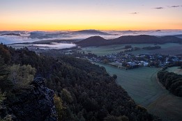 saechsischeSchweiz_Sep28-2 Blick vom Papststein, kurz vor Sonnenaufgang, Ende September