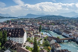 Blick auf Luzern und die Spreuerbrücke
